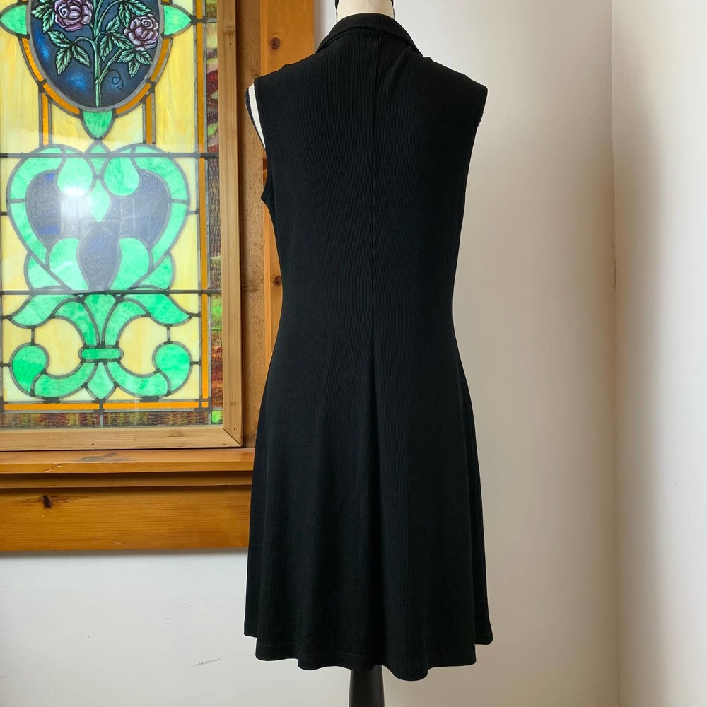Vintage 90s MOD Ronni Nicole by Ouida Sleeveless Collared USA Made Midi Dress - Picture 7 of 9